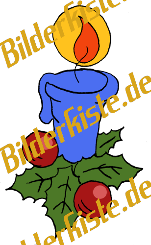 Weihnachten: Kerze mit Mistel, blau (nicht animiert)