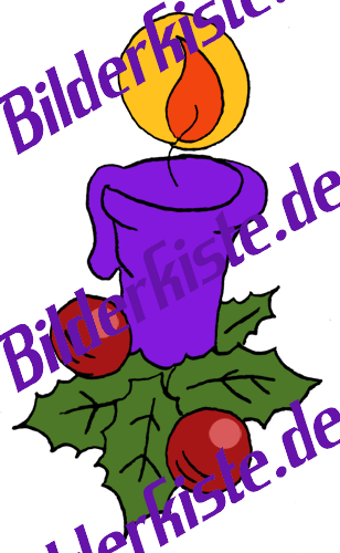 Christmas: Candle with mistletoe, purple (not animated)