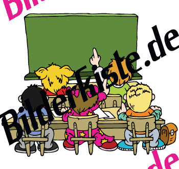 Children in school sitting in front of board