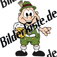 Mann in Tracht und mit Bier