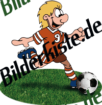 Fuball: Spieler auf Rasen schiet (rotes Trikot, blond) (nicht animiert)