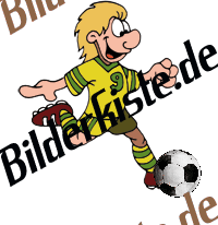 Football: Player shoots (yellow jersey, blond) (not animated)
