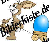 Ostern: Hase - mit Wagen und Osterei (blau) (nicht animiert)