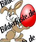 Ostern: Hase - prsentiert Osterei (rot) (nicht animiert)