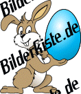 Ostern: Hase - prsentiert Osterei (blau) (nicht animiert)