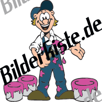 Handwerker: Maler (glcklich) mit Farbe rosa (nicht animiert)