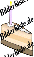 Birthday: Cakes - piece of cake 4 with candle (not animated)