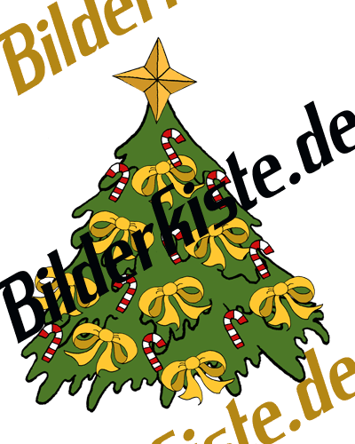 Christmas: Christmas tree - with bows, yellow (not animated)