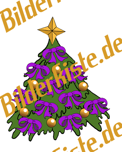 Christmas: Christmas tree - with bows, purple (not animated)