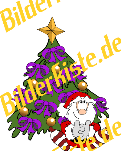 Christmas: Christmas tree - with bows and Santa, purple (not animated)