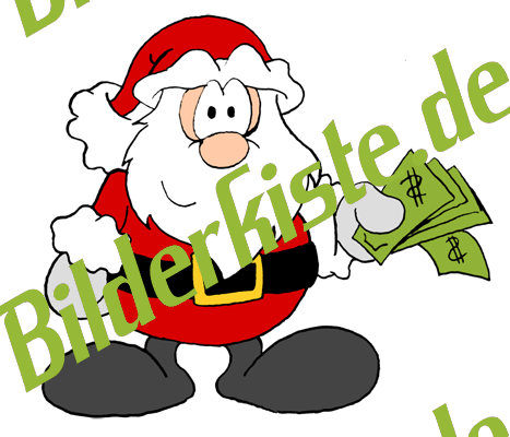 Christmas: Santa Claus with bills (not animated)