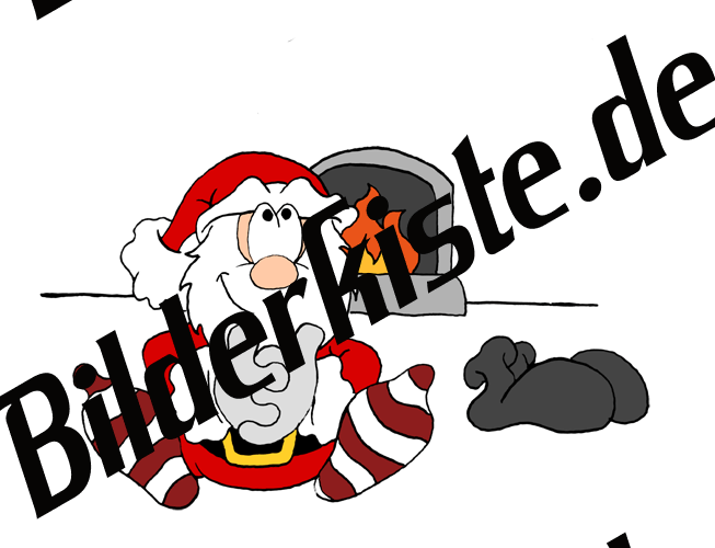 Christmas: Santa Claus - in front of fireplace (not animated)