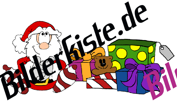 Christmas: Santa Claus - sitting with presents (not animated)