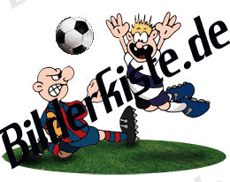 Fu�ball: Ein Spieler gr�tscht in den Anderen auf Rasen (nicht animiert)