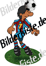 Fu�ball: Kopfball auf Rasen (rot-blaues Trikot)  (nicht animiert)