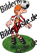 Fu�ball: Kopfball auf Rasen (rot-wei�es Trikot)  (nicht animiert)