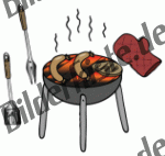 Barbecue with its cutlery