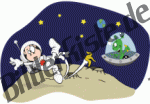 Space with astronaut and alien