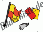 Fußball: Fahne mit Pfeife und Karten (nicht animiert)