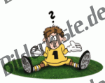 Football: Goalkeeper sitting on turf (not animated)