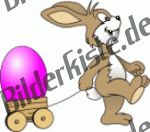 Ostern: Hase - mit Wagen und Osterei (pink) (nicht animiert)