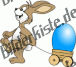 Ostern: Hase - mit Wagen und Osterei (blau) (nicht animiert)