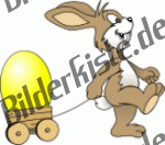 Ostern: Hase - mit Wagen und Osterei (gelb) (nicht animiert)