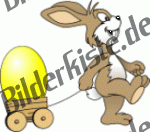 Easter: Bunny - with cart and easter egg (yellow) (not animated)