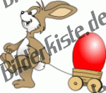 Ostern: Hase - mit Wagen und Osterei (rot) (nicht animiert)