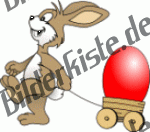 Easter: Bunny - with cart and easter egg (red) (not animated)