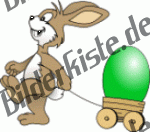 Ostern: Hase - mit Wagen und Osterei (grün) (nicht animiert)