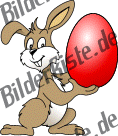 Ostern: Hase - prsentiert Osterei (rot) (nicht animiert)