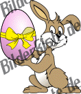 Easter: Bunny - presents easter eggs (pink with bow) (not animated)