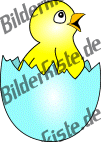 Chicken: In a broke open egg (turquoise) (not animated)