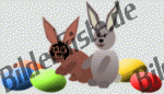 Coniglietti in mezzo a uova colorate