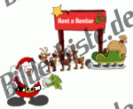 Chrristmas. Santa in front of a reindeer hire (german) (not anmiated)