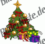 Christmas: Christmas tree - with bows and presents, red (not animated)