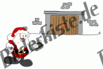Weihnachten: Weihnachtsmann - mit Handsender vor Garage (nicht animiert)