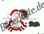 Christmas: Santa Claus - in front of fireplace (not animated)