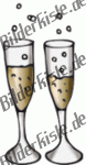 Wedding: 2 Champagne glasses with carbonic acid (not animated)