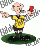 Football: Referee on turf shows the red card (not animated)