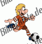 Football: Player shoots (red jersey, blond) (not animated)