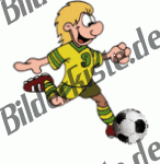 Football: Player shoots (yellow jersey, blond) (not animated)