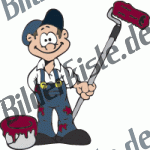 Handwerker: Maler (glcklich) mit Farbrolle rot (nicht animiert)