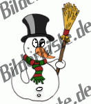 Winter: Schneemänner - mit Zylinderhut, Besen und Karottennase (nicht animiert)