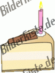 Birthday: Cakes - piece of cake 2 with candle (not animated)