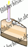 Birthday: Cakes - piece of cake 4 with candle (not animated)