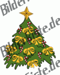 Christmas: Christmas tree - with bows, yellow (not animated)