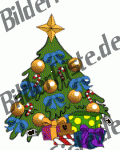 Christmas: Christmas tree - with bows and presents, blue (not animated)