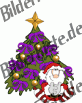 Christmas: Christmas tree - with bows and Santa, purple (not animated)